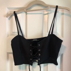 Zara Lace up black crop top